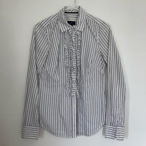 American Eagle pinstripe button-up with ruffles - size medium